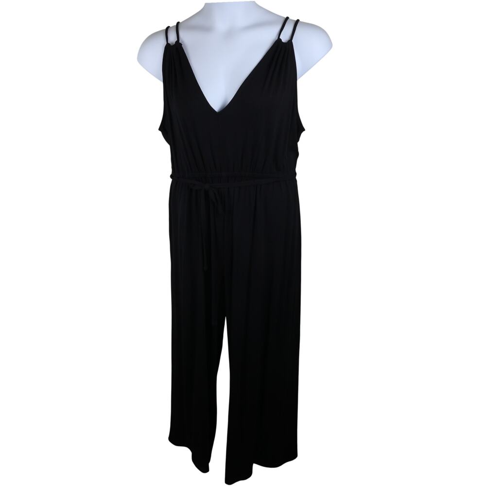 Old Navy Black V-Neck Jumpsuit Tie Waist Sleeveless XL NWT